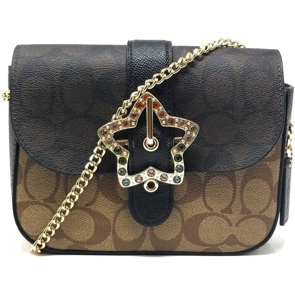 Coach Gemma Jamie Crossbody Bag Women Mini Khaki Black Signature Canvas Star
